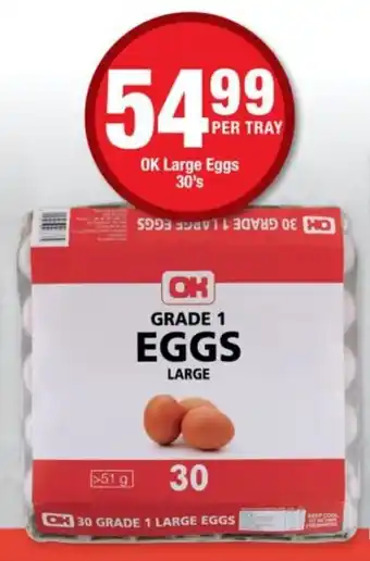 OK Foods OK Large Eggs 30's per tray offer
