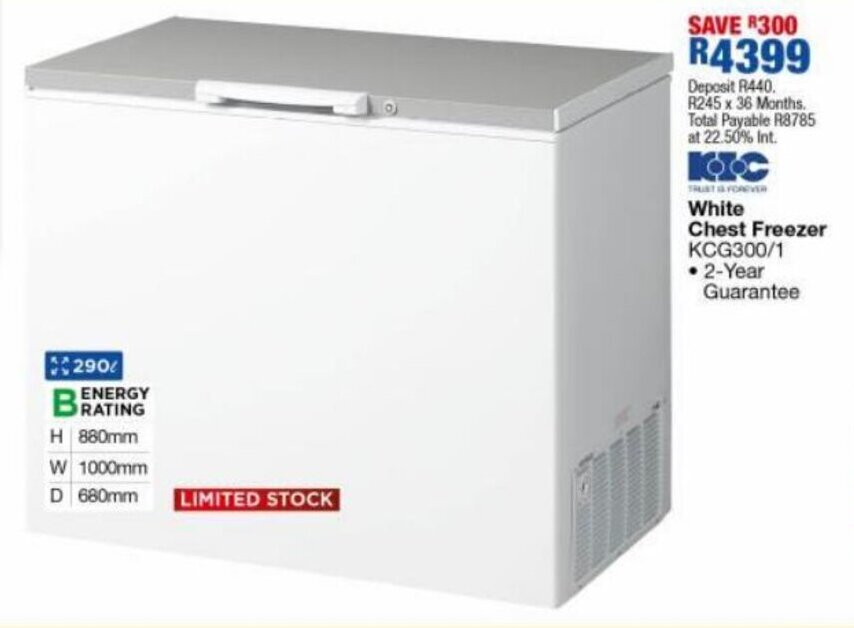 KIC White Chest Freezer offer at OK Furniture