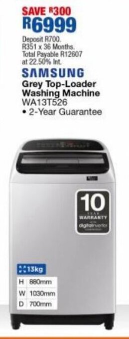 OK Furniture Samsung Grey Top Loader Washing Machine 13kg offer