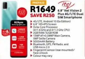 OK Furniture Itel Vision 2 Plus 4G / LTE Dual Sim Smartphone 6.8" offer