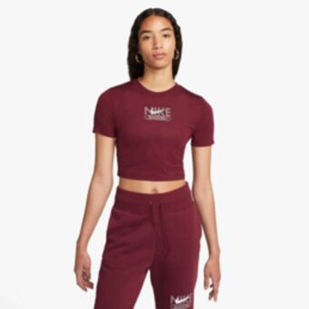 Sportscene Nike women's nsw burgundy cropped top offer
