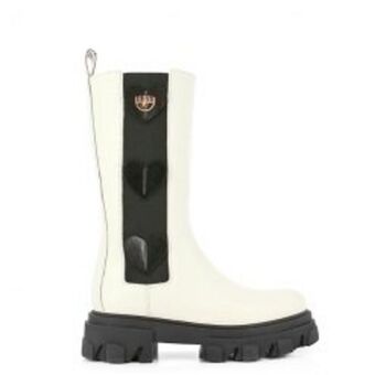 Heart combat boot – white
