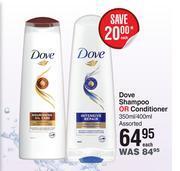 Dis-Chem Dove shampoo or conditioner assorted-350ml/400ml each offer