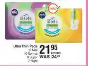 Dis-Chem Lil-lets ultra thin pads 10 mini, 10 normal, 8 super, 7 night-per pack offer