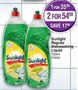 Dis-Chem Sunlight regular dishwashing liquid-for 1 x 750ml offer