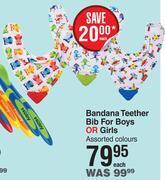 Nuby bandana teether bib for boys or girls- each