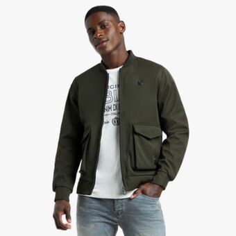 Denim di lusso utility bomber jacket