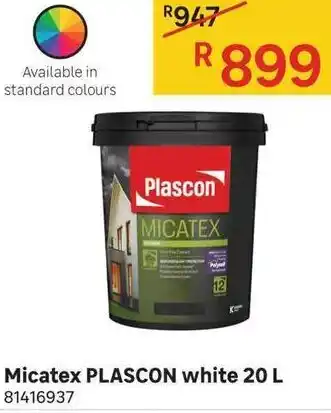 Leroy Merlin Micatex Plascon White 20L offer