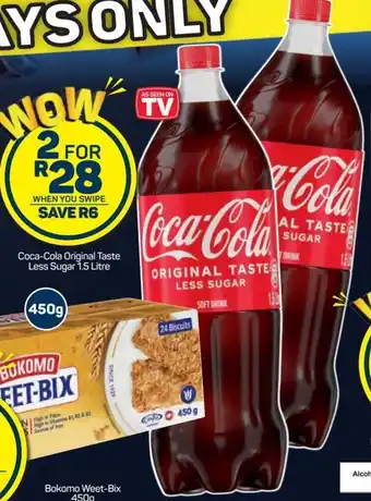 Pick n Pay Hypermarket Coca-Cola Original Taste Less Sugar 2 x 1,5 litre offer