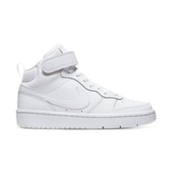 Junior grade school nike court borough mid 2 white shoes