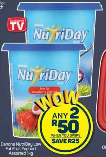 Pick n Pay Hypermarket Danone NutriDay Low Fat Fruit Yoghurt assorted 2 x 1kg offer