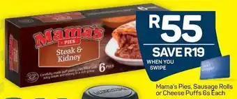 Pick n Pay Mama's Pies, Sausage Rolls or Cheese Puffs 6s Each offer