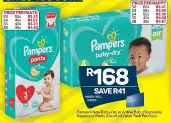 Pick n Pay Pampers New Baby-Dry or Active Baby Disposable Nappies offer