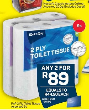 Pick n Pay PnP 2 Ply Toilet Tissue Assorted 9s offer