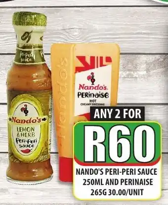 Nando's Peri-Peri Sauce 250ml and Perinaise 265G