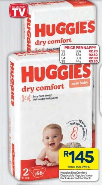 Pick n Pay Hypermarket Huggies Dry Comfort Disposable Nappies Value Pack Assorted per pack offer