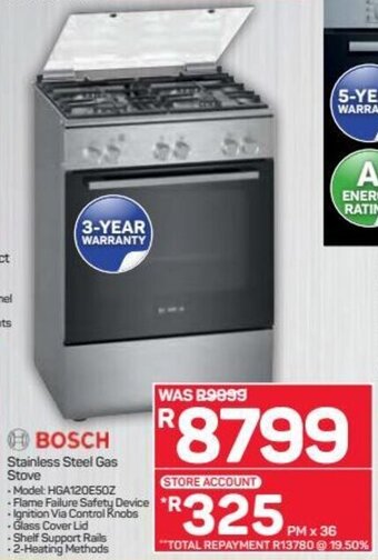 Pick n Pay Hypermarket Bosch Stainless Steel Gas Stove offer