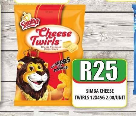 Simba Cheese Twirls 12x45G offer at 1UP