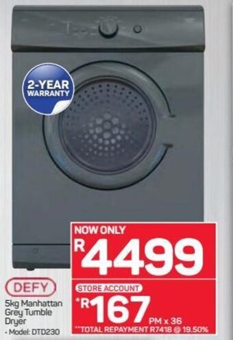 Pick n Pay Hypermarket Defy 5kg Manhattan Grey Tumble Dryer offer