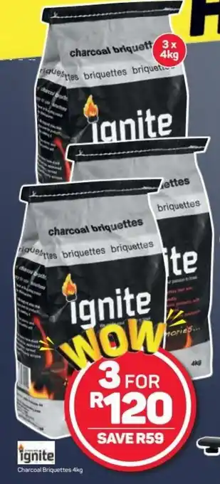 Pick n Pay Hypermarket Ignite Charcoal Briquettes 3 x 4kg offer