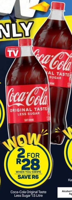 Pick n Pay Coca-Cola Original Taste Less Sugar 2 x 1.5 litre offer
