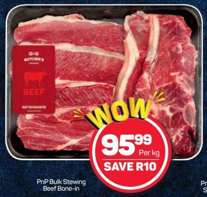 PnP Bulk Stewing Beef Bonein per kg offer at Pick n Pay
