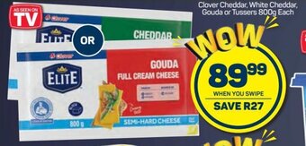 Pick n Pay Clover Cheddar, White Cheddar, Gouda or Tussers 800g offer