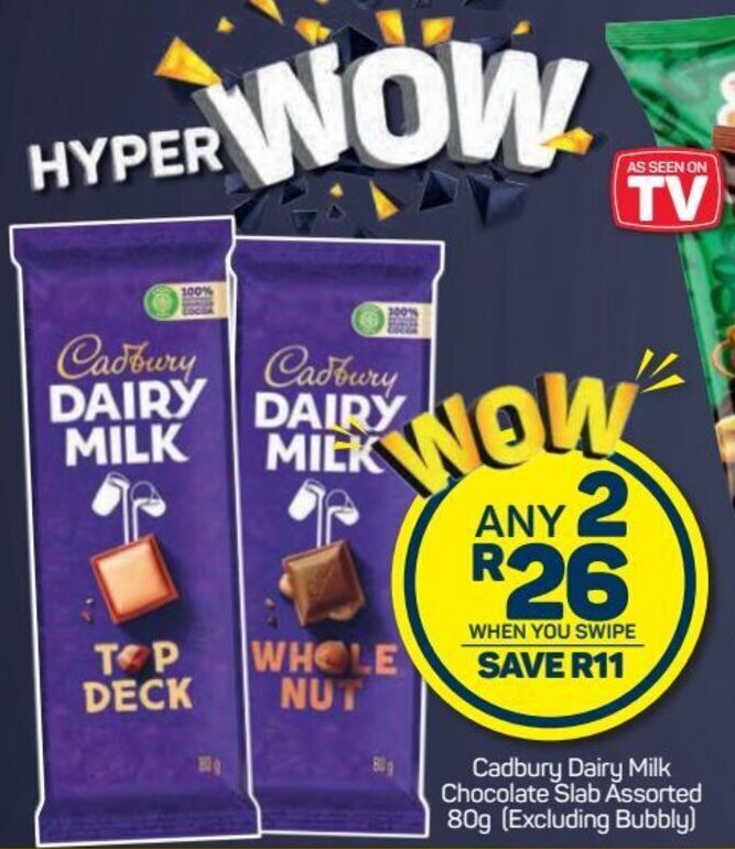Cadbury Dairy Milk Chocolate Slab assorted 2 x 80g offer at Pick n Pay