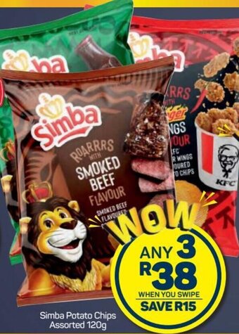 Pick n Pay Simba Potato Chips assorted 3 x 120g offer