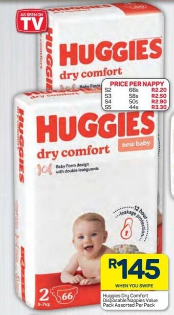 Pick n Pay Huggies Dry Comfort Disposable Nappies Value Pack assorted per pack offer