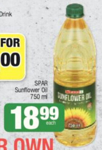 Spar Spar Sunflower Oil 750ml offer