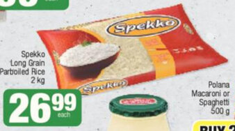 Spar Spekko Long Grain Parboiled Rice 2Kg offer