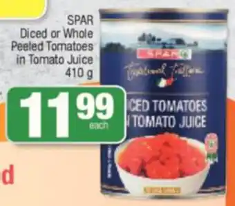 Spar Spar Diced or Whole Peeled Tomatoes in Tomato Juice 410g offer