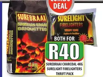 1UP Surebraai Charcoal 4kg Surelight Firelighter Thrift Pack offer