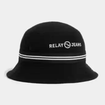 Rj black towelling tape bucket hat