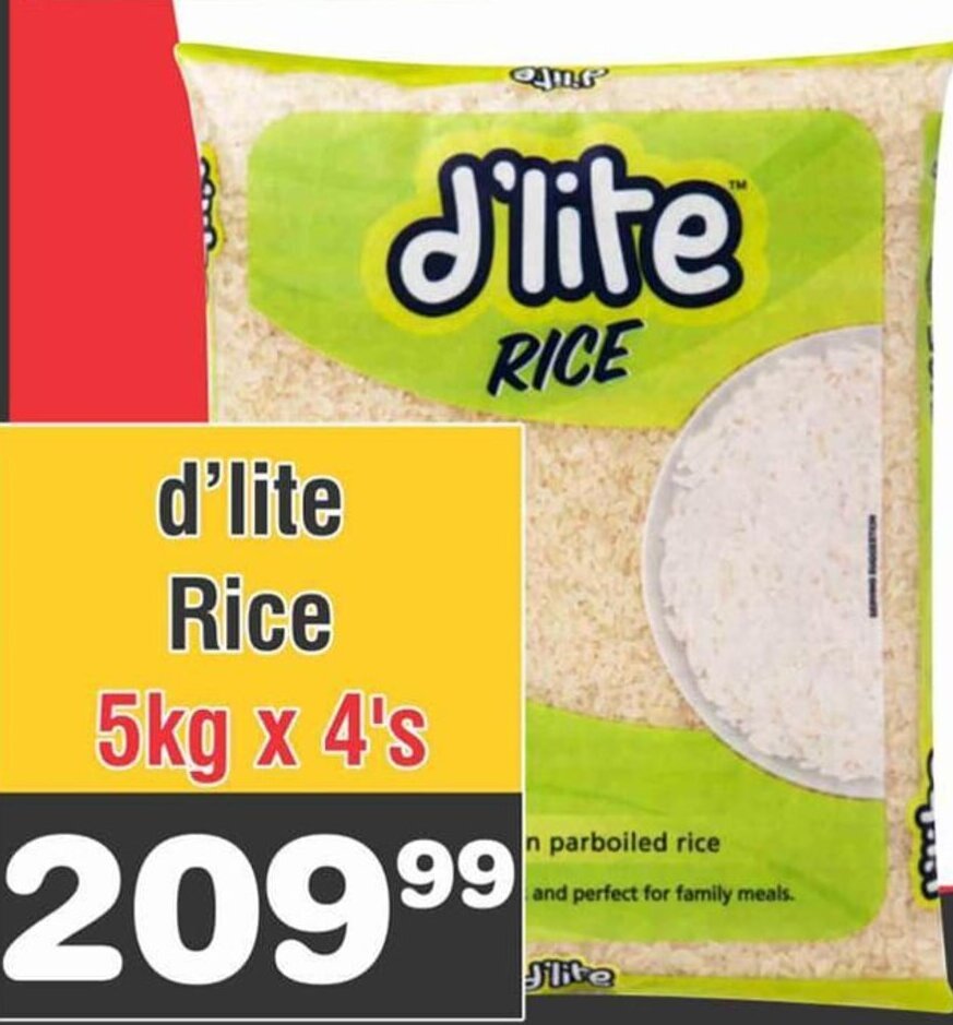 D'lite Rice 5kg x 4's offer at Advance Cash n Carry
