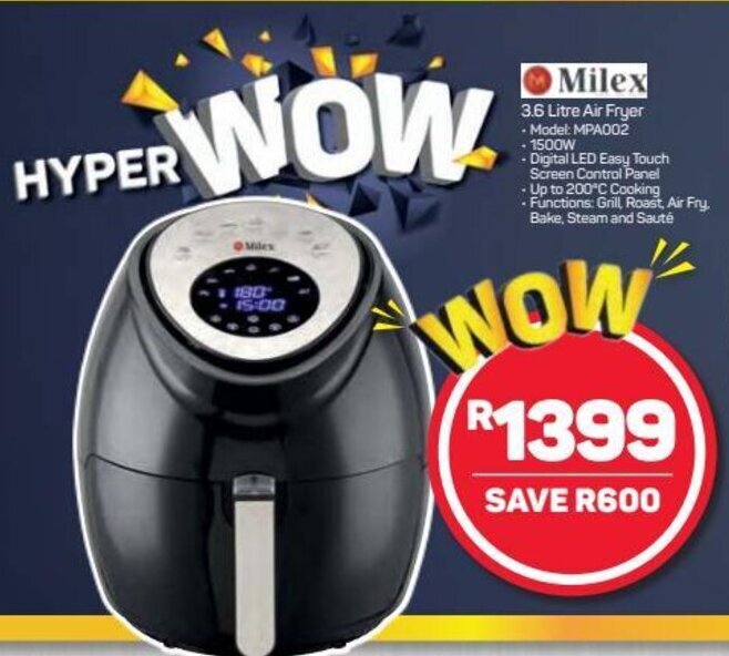 Milex 3,6L Air Fryer 1500W offer at Pick n Pay