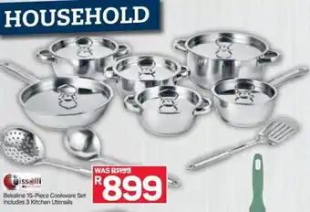 Pick n Pay Bekaline 15-Piece Cookware Set Includes 3 Kitchen Utensils offer