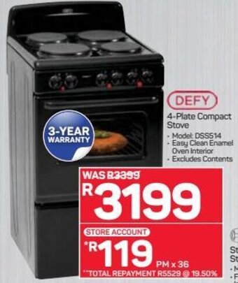 Pick n Pay Defy 4-Plate Compact Stove offer