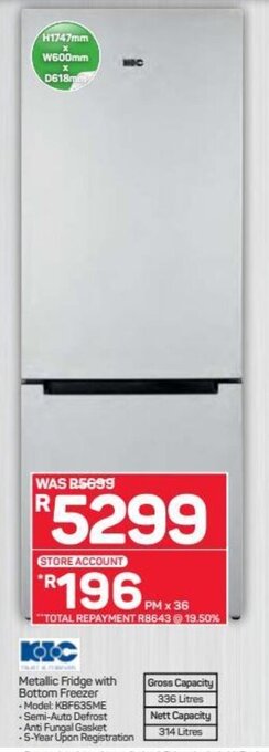 Kic Metallic Fridge with Bottom Freezer