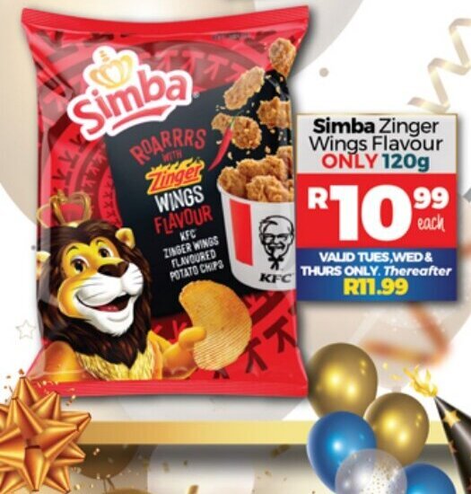 Simba Zinger Wings Flavour 120g offer at Take 'n Pay