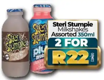 Take 'n Pay Steri Stumpie Milkshakes assorted 2 x 350ml offer