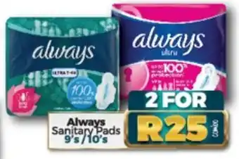 Take 'n Pay Always Sanitary Pads 2 x 9's/10's offer