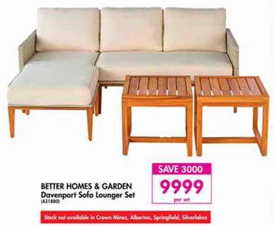 Better Homes & Garden Davenport Sofa Lounger Set offer at Makro