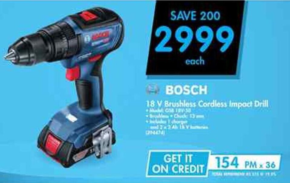 Bosch 18V Brushless Cordless Impact Drill offer at Makro