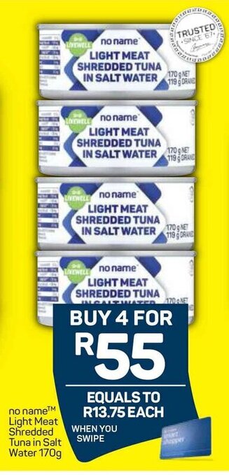 Pick n Pay no name™ Light Meat Shredded Tuna in Salt Water 170g offer