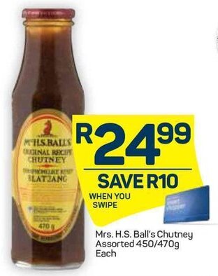 Pick n Pay Mrs. H.S. Ball's Chutney Assorted 450/470g offer