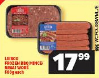 Usave Liebco Frozen BBQ Mince/Braai Wors 500g offer