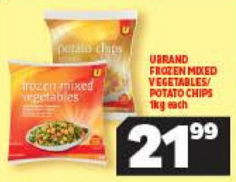 Usave Ubrand Frozen Mixed Vegetables Potato Chips 1kg offer