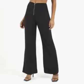 Women's black crepe pants with front zip
